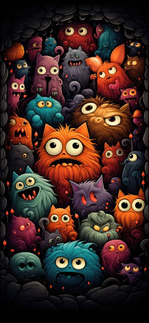 Preview for Whimsical-monster-gathering-art-halloween-phone-template-8943e