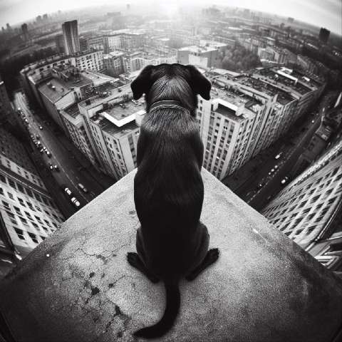 Preview for Dog Overlooking Cityscape Design Template
