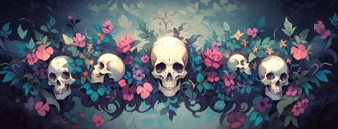 Preview for Floral-skulls-artwork-halloween-social-template-daa09