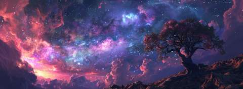 Preview for Cosmic Landscape With Tree Template