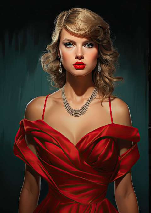 Preview for Woman-in-red-dress-portrait-taylor-swift-template-23cd1
