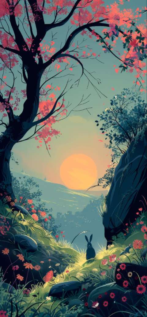 Preview for Easter Phone Wallpaper Template With Rabbit
