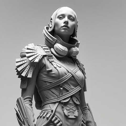 Preview for Futuristic-female-warrior-statue-ainewstyle-template-cc9ad