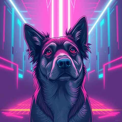 Preview for Neon Dog Portrait Design Template