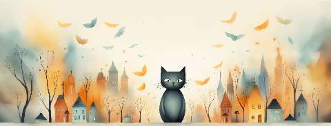 Preview for Whimsical-cat-autumn-village-halloween-social-template-36849