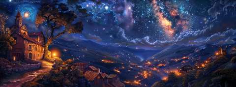 Preview for Whimsical Night Sky Village Cover Template