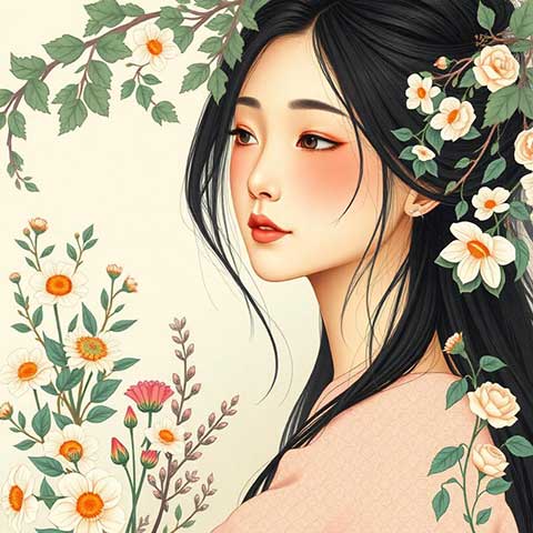 Preview for Floral-hair-portrait-aiartstyle-template-ec561