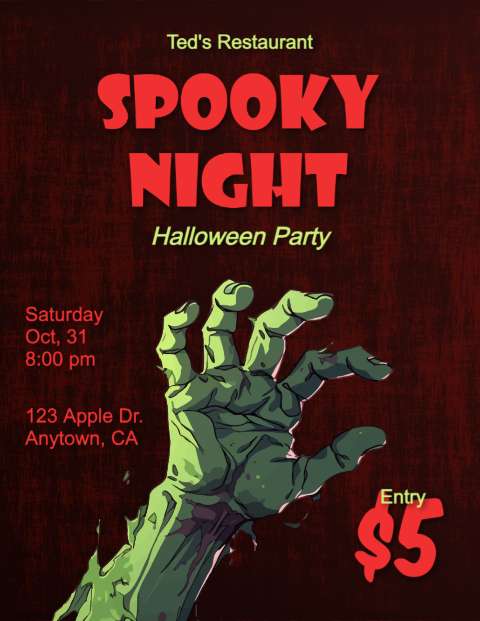 Preview for Teds-restaurant-spooky-night-halloween-party-halloween-flyer-tem-f9c82