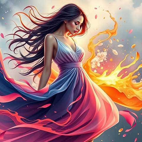 Preview for Vibrant-woman-in-flowing-dress-aifeatured-template-26255