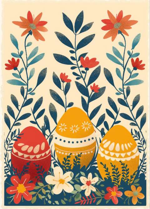 Preview for Vibrant Easter Eggs In Floral Garden Template