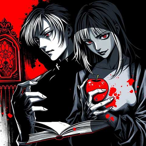 Preview for Dark-anime-characters-bloody-apple-aicartoon-template-f2f17