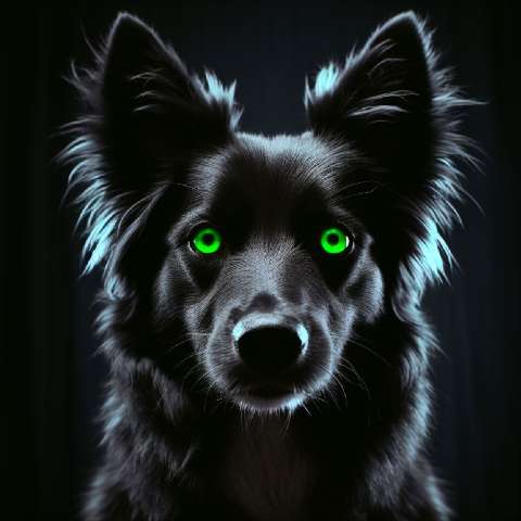 Preview for Mysterious Black Dog With Green Eyes Template