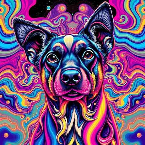 Preview for Vibrant Psychedelic Dog Art Template