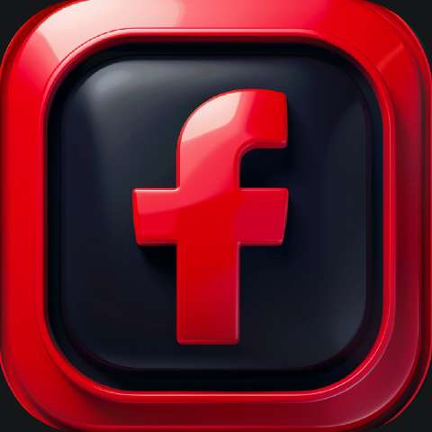 Glossy red app icon with a white lowercase f on a dark rounded square