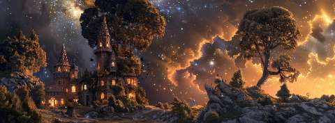 Preview for Mystical Castle Under Starry Night Sky Template