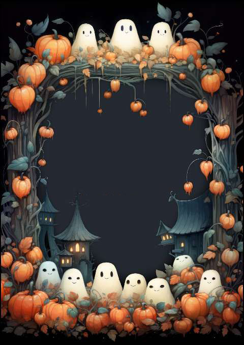 Preview for Halloween-ghosts-pumpkins-illustration-template-4f1e0