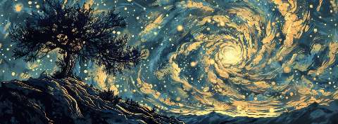 Preview for Cosmic-night-sky-tree-astrophotography-cover-template-51e79