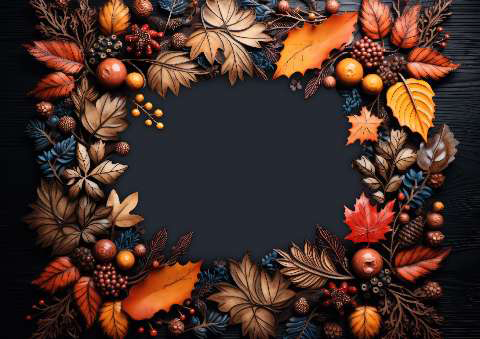 Preview for Autumn-leaves-wreath-dark-background-fall-frame-template-bf3ee