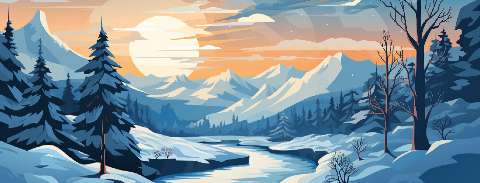 Preview for Serene-winter-landscape-illustration-christmas-facebook-template-446b7