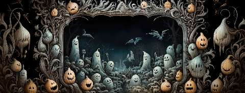 Preview for Halloween-ghosts-pumpkins-scene-halloween-social-template-de765