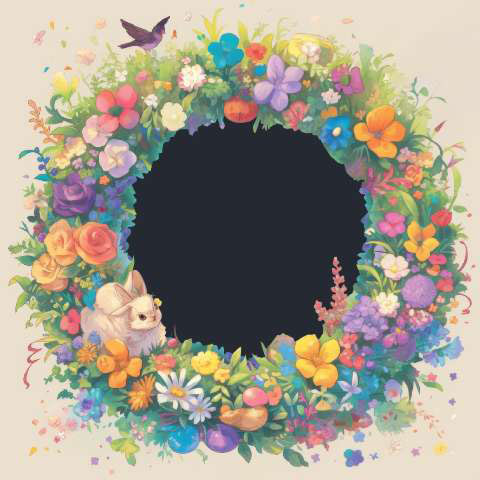 Preview for Floral-wreath-easter-bunny-frame-spring-template-9f8e9