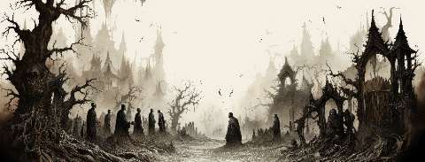 Preview for Gothic-landscape-mysterious-figures-halloween-social-template-d718e