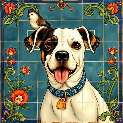 Preview for Vibrant Tile Art Dog And Bird Design Template