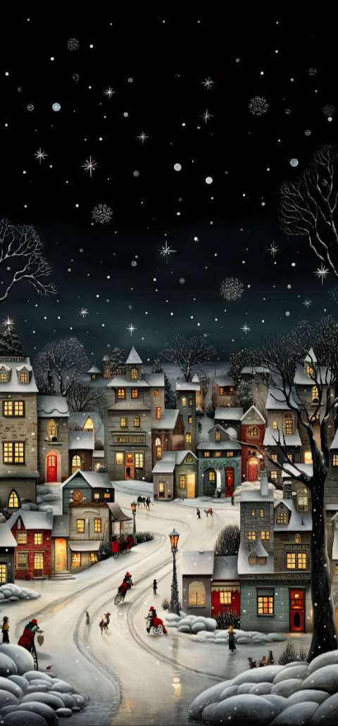 Preview for Winter-village-night-scene-christmas-phone-template-d2c9b