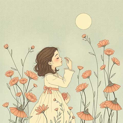 Preview for Whimsical-moonlit-floral-illustration-aicartoon-template-60f7f