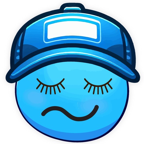Preview for Blue Smiley Face With Baseball Cap Template