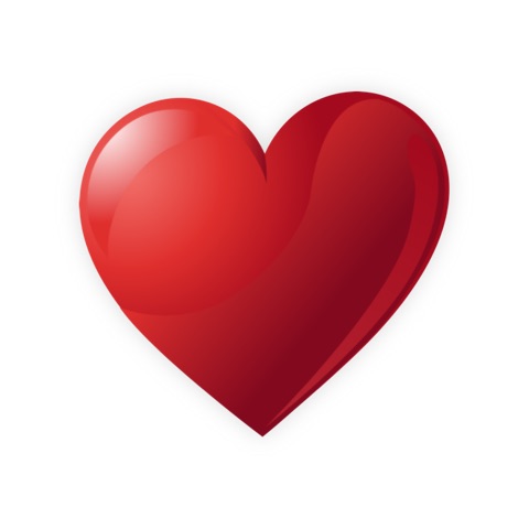 Glossy red heart icon on a white background