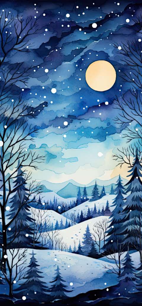 Preview for Winter-night-landscape-christmas-phone-template-59489