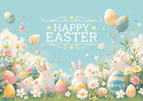 Preview for Happy-easter-illustration-bunnies-eggs-template-94f5a