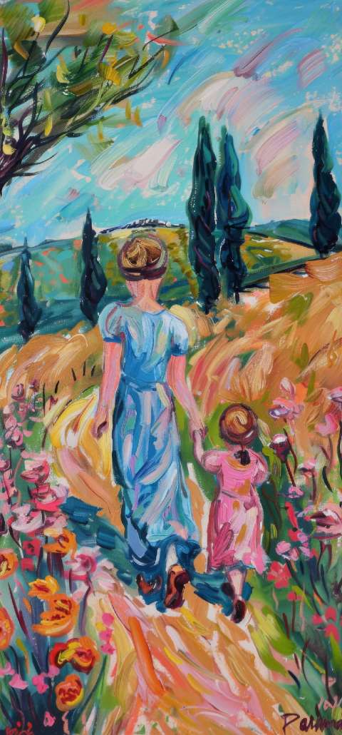 Preview for Mother And Child Landscape Phone Wallpaper Template