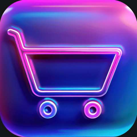 Preview for Neon-shopping-cart-icon-neon-purple-template-49a32