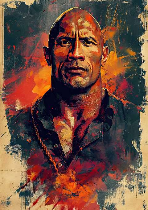 Preview for Dwayne-the-rock-johnson-portrait-art-celebrities-template-b0a0a