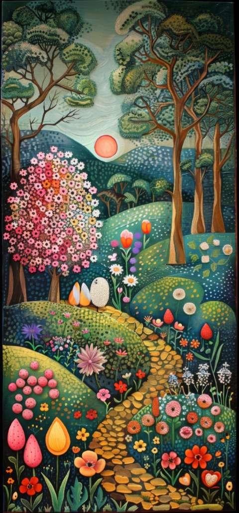 Preview for Easter Floral Landscape Wallpaper Template