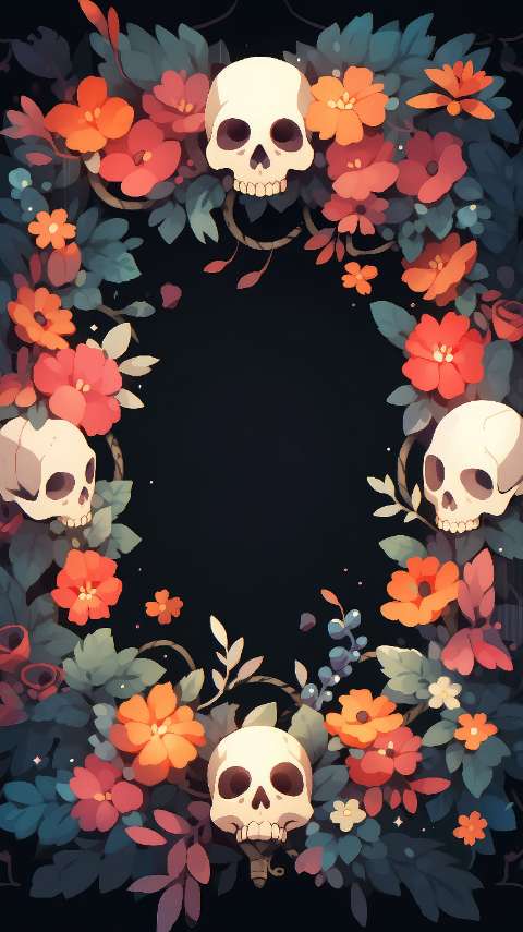 Preview for Floral-skull-frame-design-halloween-story-template-53979