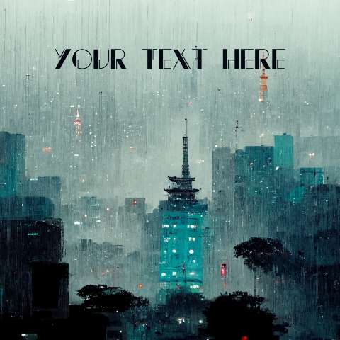 Preview for Rainy-city-pagoda-tower-ai-image-template-2e6f6