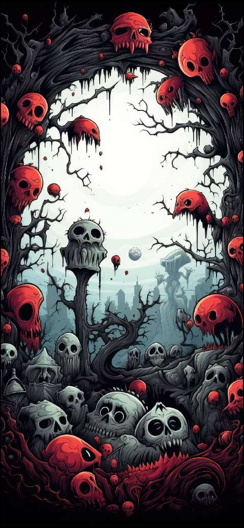 Preview for Dark-skull-landscape-art-halloween-phone-template-6e9a5