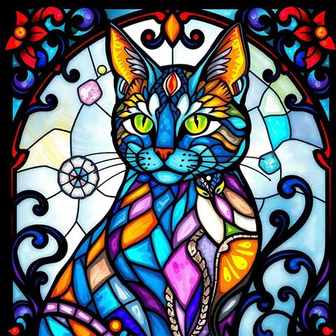 Preview for Stained-glass-cat-art-aistickerartstyle-template-2e29a