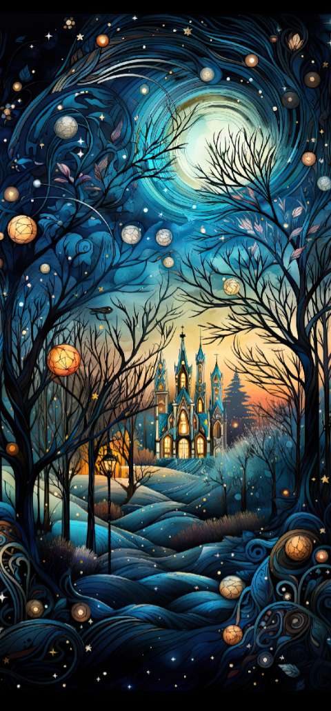 Preview for Mystical-castle-under-starry-night-sky-christmas-phone-template-04c5b