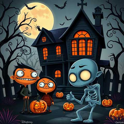 Preview for Halloween-haunted-house-cartoon-aicartoon-template-74452