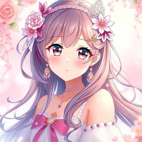 Preview for Anime-girl-floral-hair-aicartoon-template-720ef