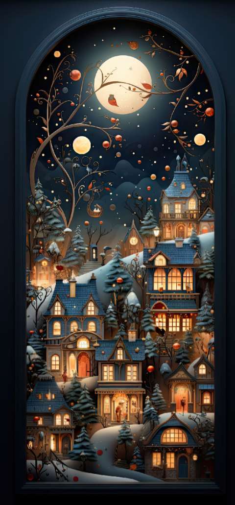 Preview for Whimsical-winter-village-scene-christmas-phone-template-9f3dc