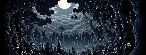 Preview for Mysterious-forest-moonlight-illustration-halloween-social-templa-9264c