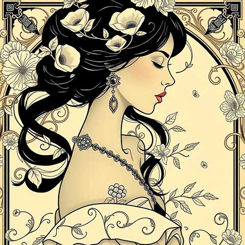 Preview for Art-nouveau-woman-illustration-aiartstyle-template-c179a