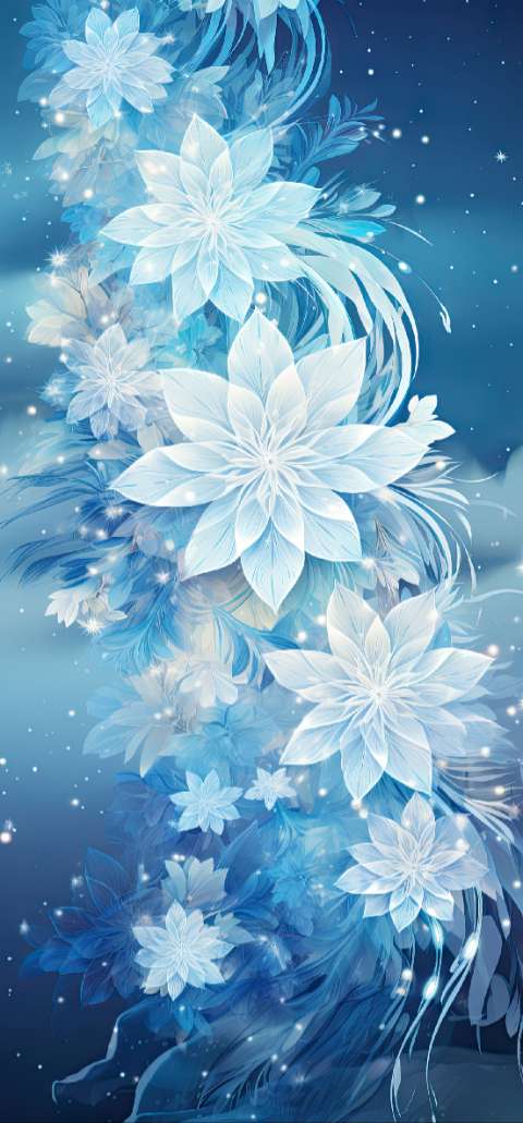 Preview for Blue-floral-background-christmas-phone-template-36e42