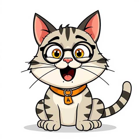 Preview for Cartoon-cat-with-glasses-aistickerstyle-template-85a59