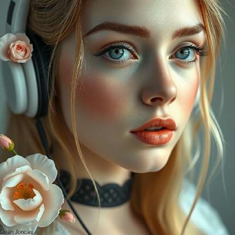 Preview for Serene-portrait-with-headphones-aiphotography-template-0536e